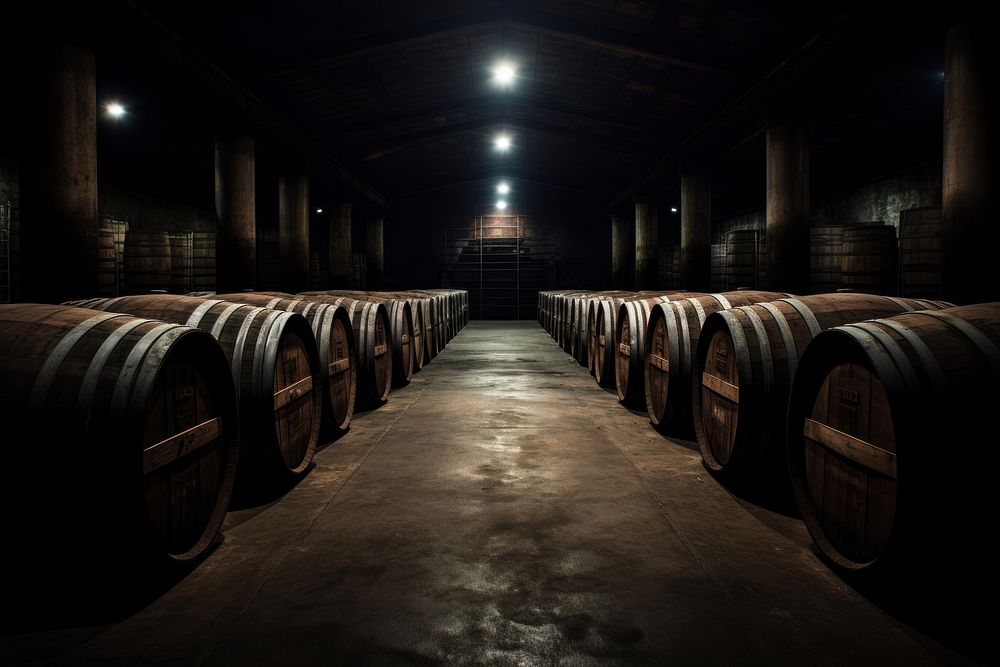 Wine barrells architecture refreshment repetition. AI generated Image by rawpixel.