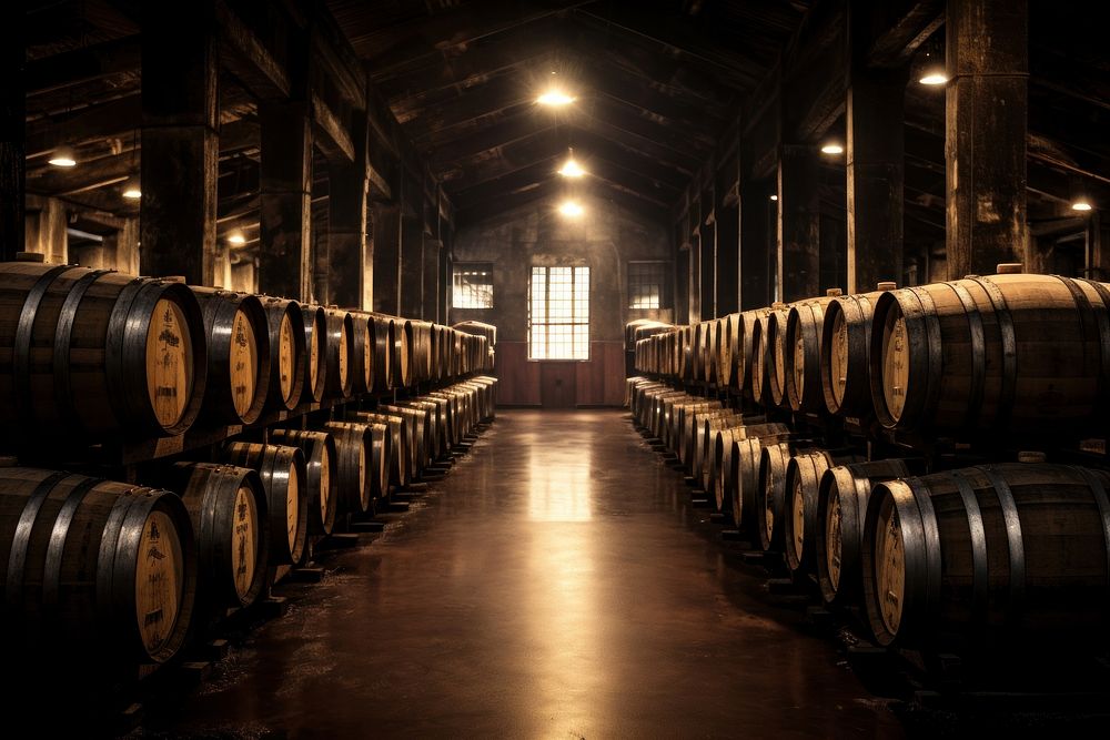 Wine barrells architecture building factory. AI generated Image by rawpixel.