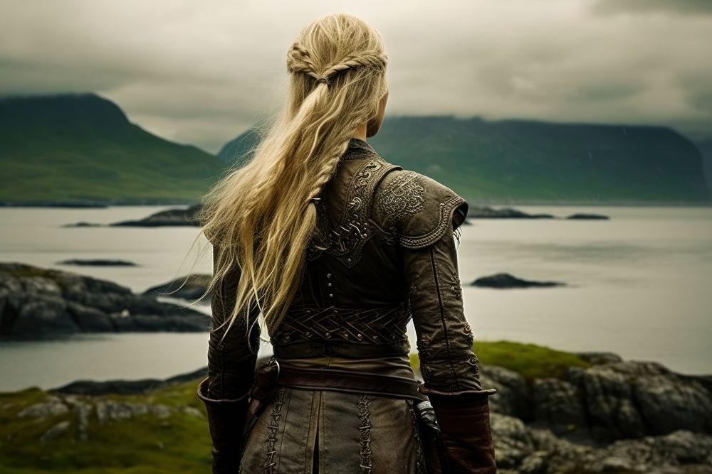 Viking warrior woman landscape outdoors nature. AI generated Image by rawpixel.