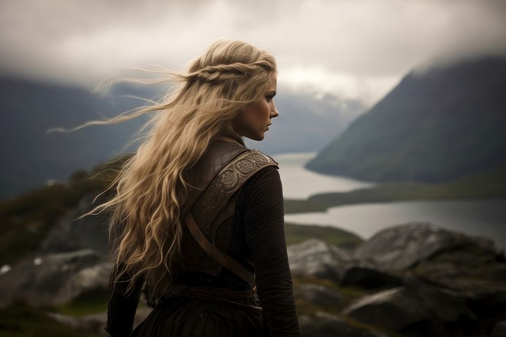 Viking warrior woman landscape outdoors portrait. AI generated Image by rawpixel.