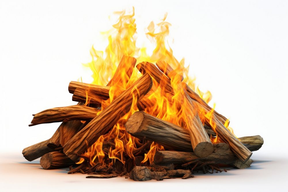 Camping fire bonfire wood white background. AI generated Image by rawpixel.