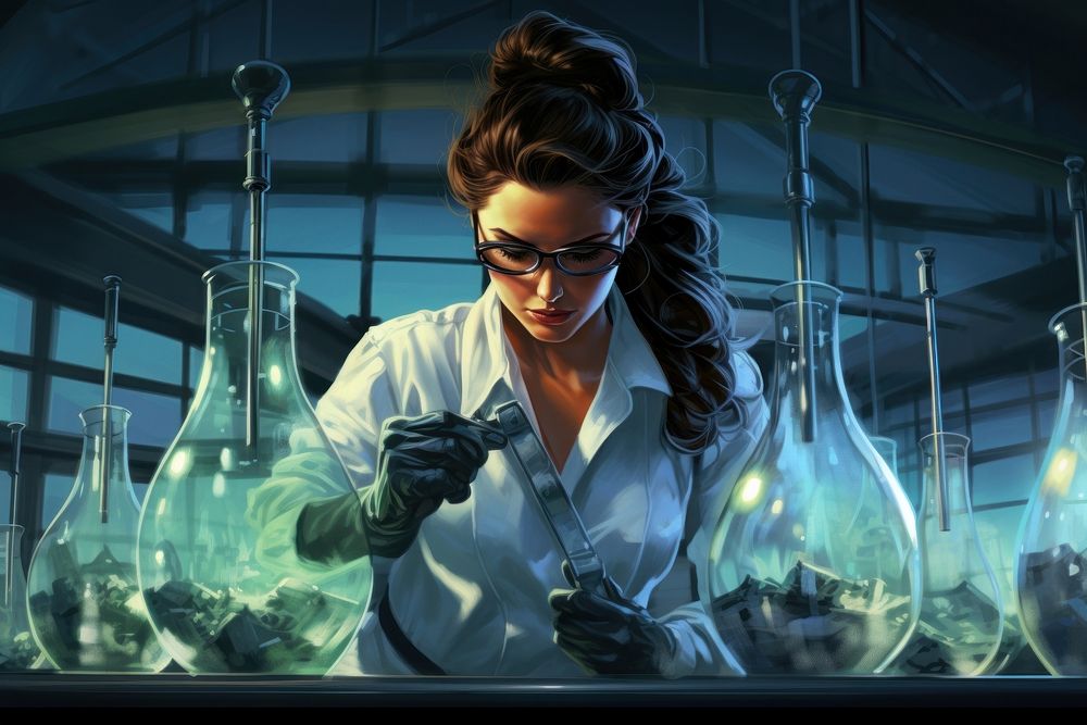 Scientist woman laboratory adult technology. AI generated Image by rawpixel.