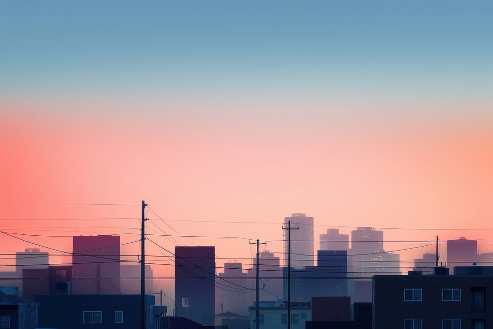 City view at dawn. 