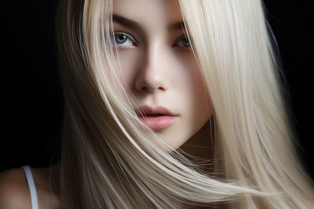 Keratin treated hair portrait adult skin. AI generated Image by rawpixel.