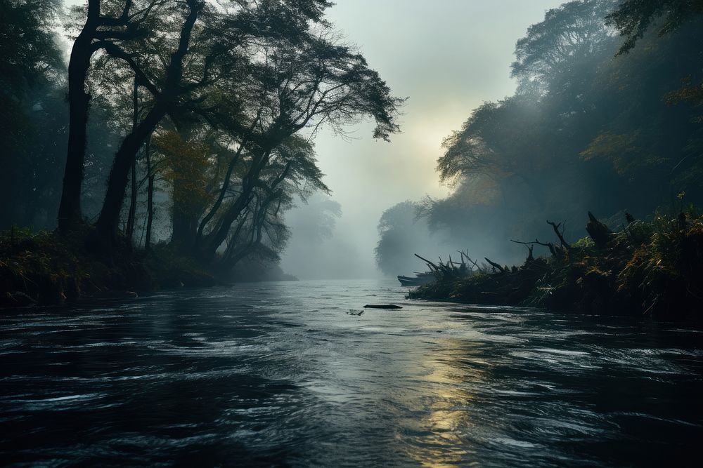 River landscape outdoors morning. AI generated Image by rawpixel.