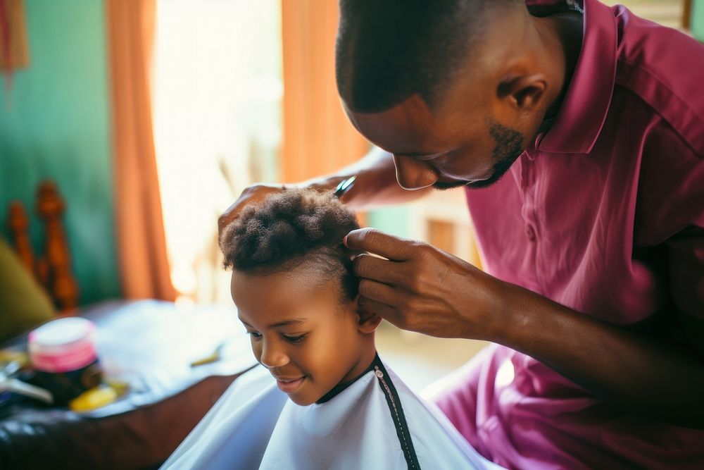Young boy getting a haircut. AI generated Image by rawpixel.