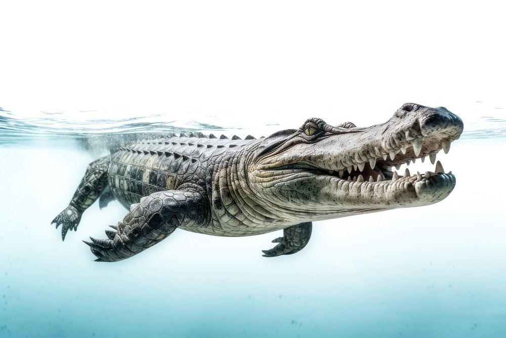 Crocodile underwater reptile animal. AI generated Image by rawpixel.