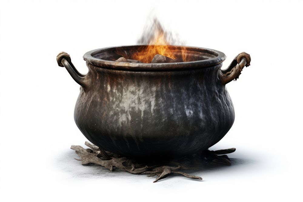 Cauldron white background fireplace darkness. AI generated Image by rawpixel.