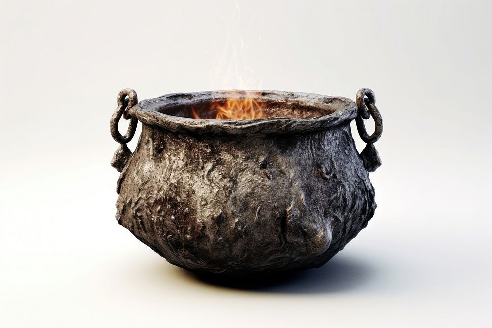 Cauldron pottery white background ammunition. AI generated Image by rawpixel.