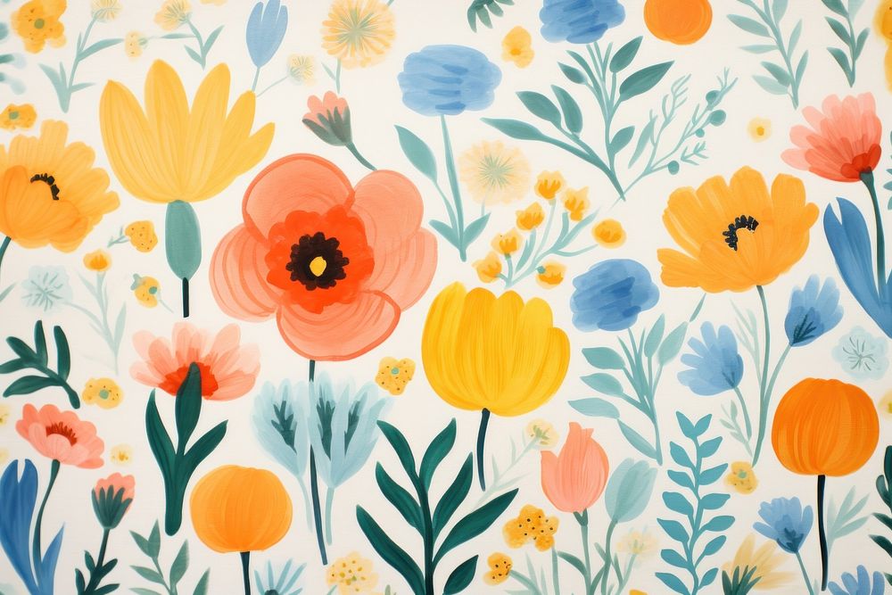 Memphis flowers illustration abstract painting pattern. 