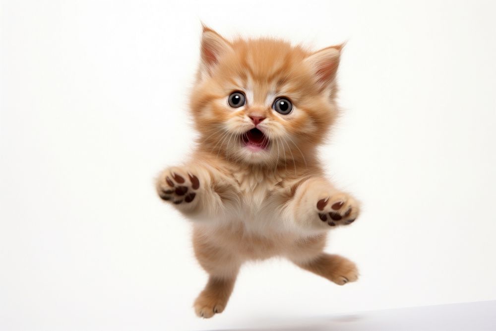 Cat jumping mammal animal kitten. AI generated Image by rawpixel.