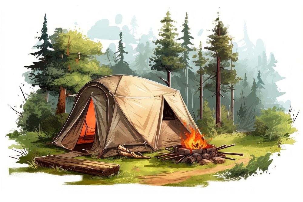 Camping outdoors nature tent. AI generated Image by rawpixel.
