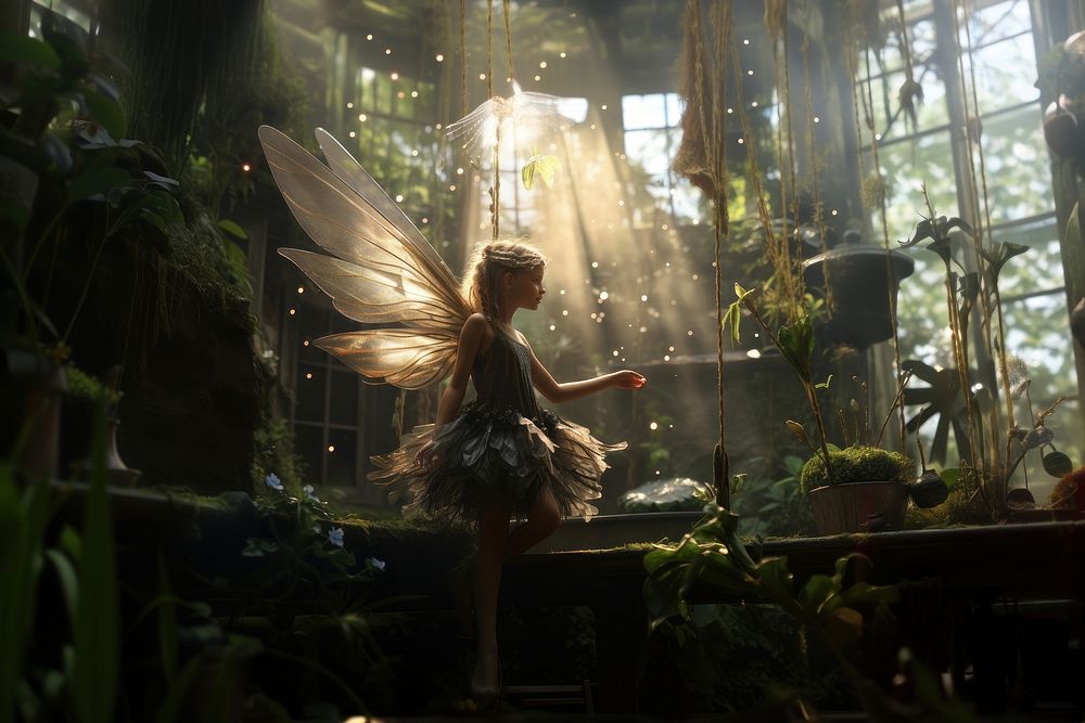 Flying fairy fantasy nature plant. AI generated Image by rawpixel.