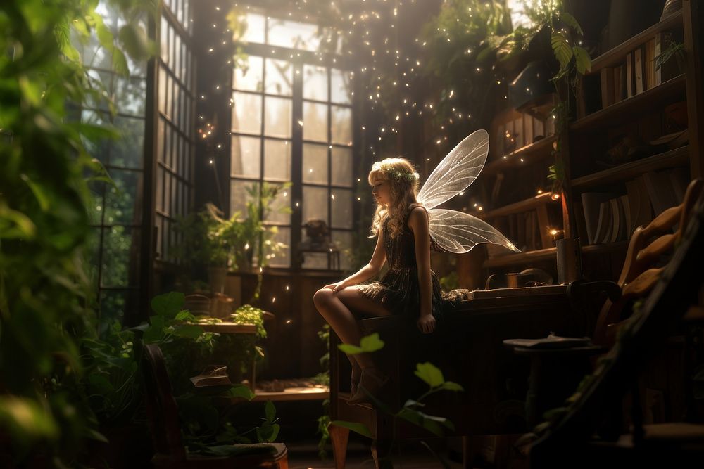 Flying fairy outdoors fantasy nature. AI generated Image by rawpixel.