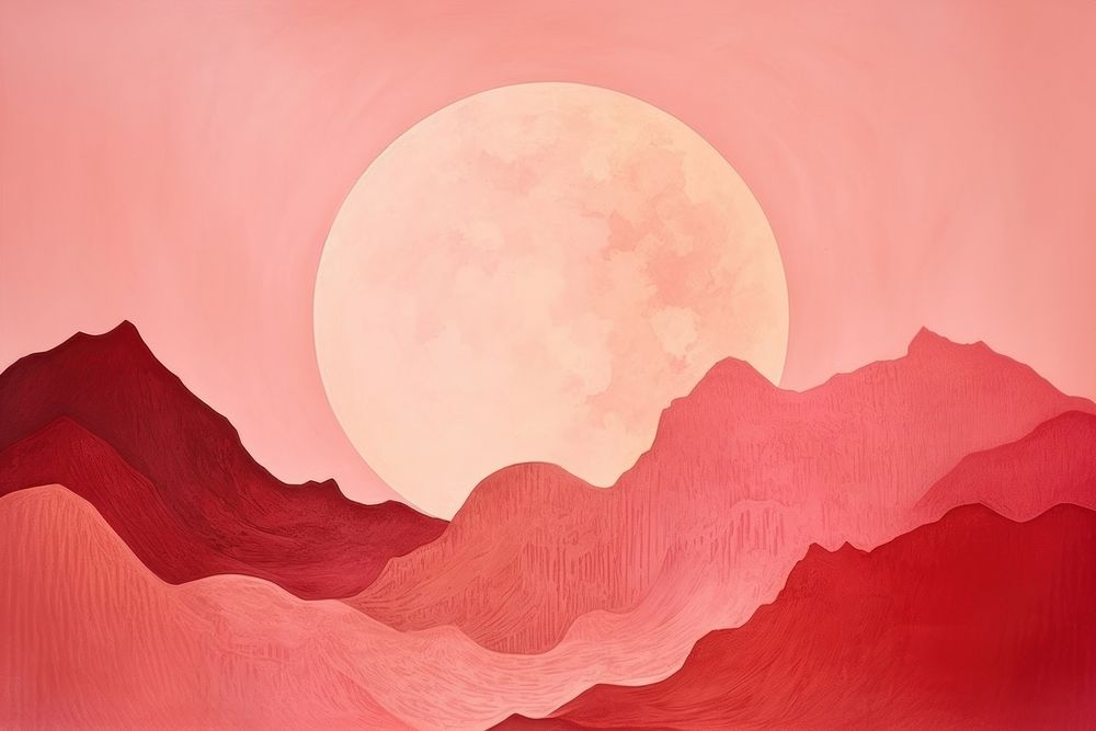 Pink moon  nature tranquility. 