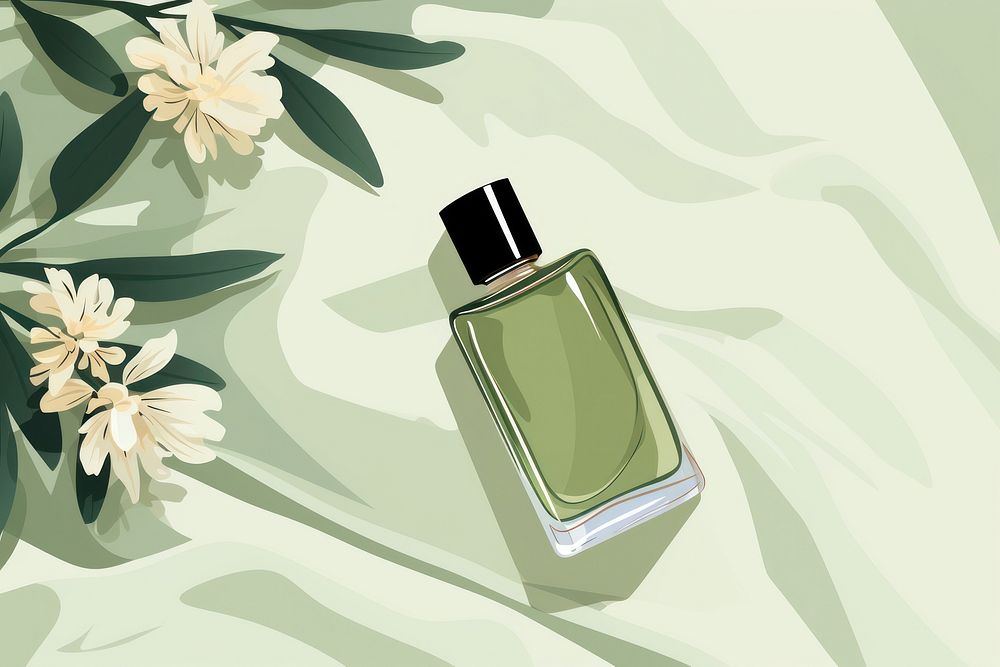 Bed sheet perfume bottle cosmetics. AI generated Image by rawpixel.
