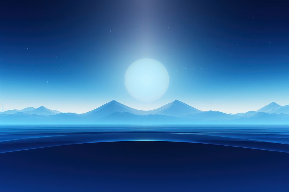 Futuristic blue background horizon landscape sunlight. AI generated Image by rawpixel.