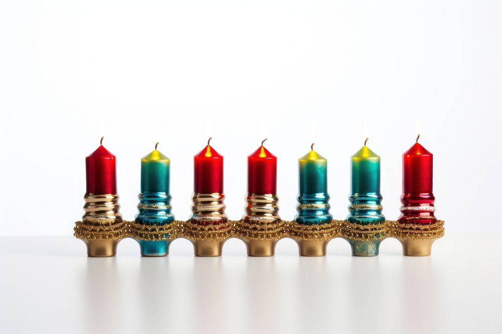 Hanukkah menorah candle white background arrangement. AI generated Image by rawpixel.