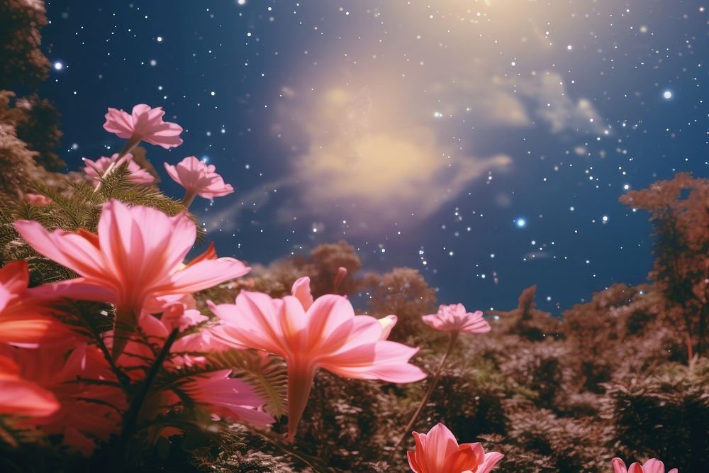 Realistic background flower outdoors blossom. AI generated Image by rawpixel.