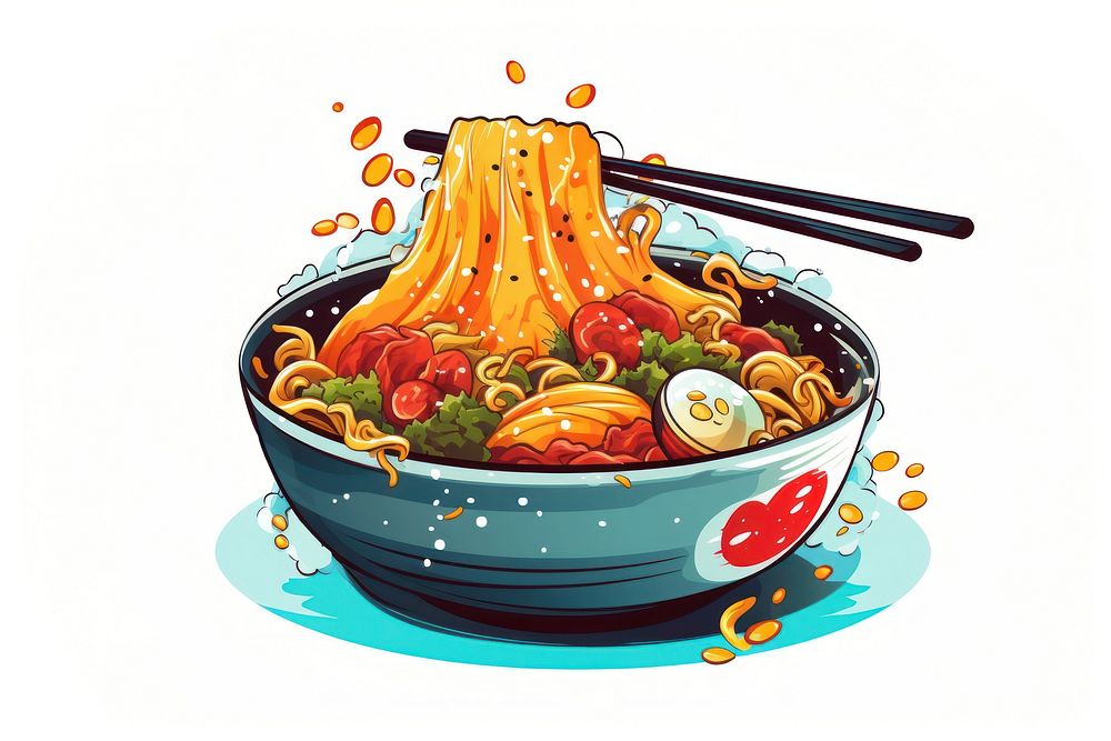 Japanese ramen noodles digital art illustration. AI generated Image by rawpixel.