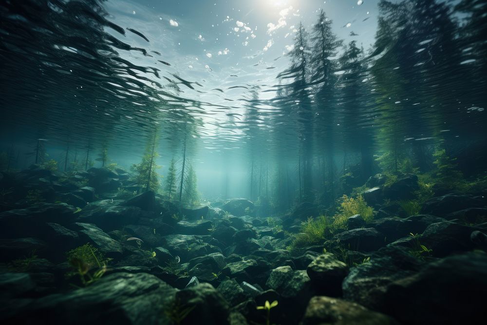 Underwater outdoors nature tranquility. AI generated Image by rawpixel.