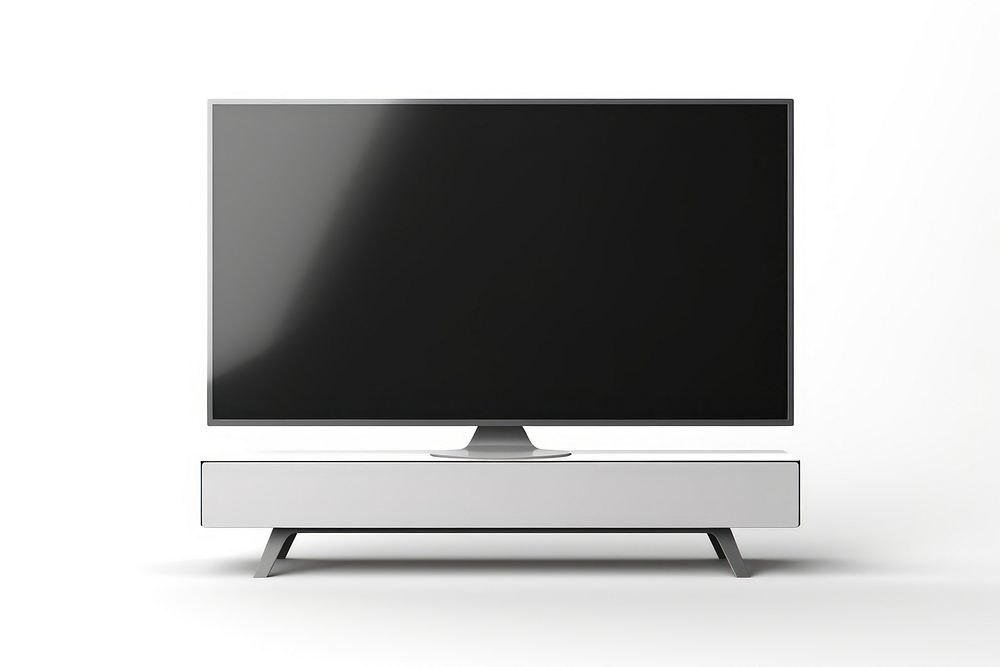 LED TV stand screen television white background. AI generated Image by rawpixel.