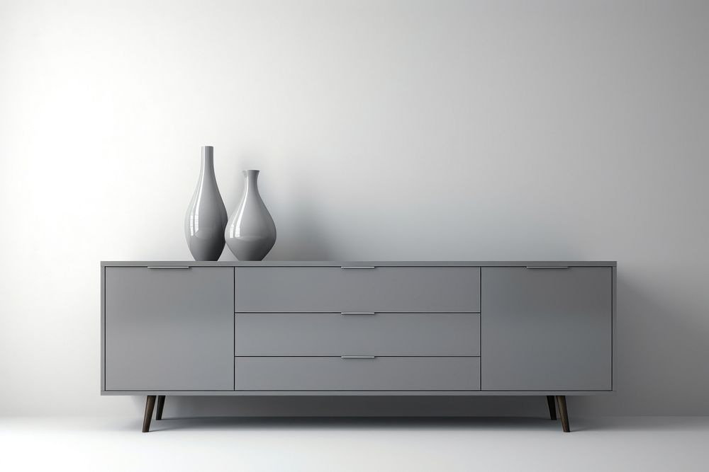 Modern grey cabinet furniture sideboard organization. AI generated Image by rawpixel.