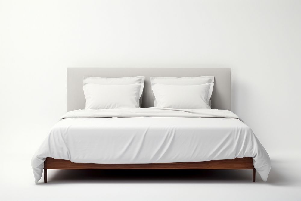 Minimal bed furniture bedroom pillow. AI generated Image by rawpixel.