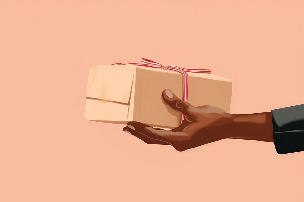 Hand holding a delivery box cardboard adult hand. AI generated Image by rawpixel.