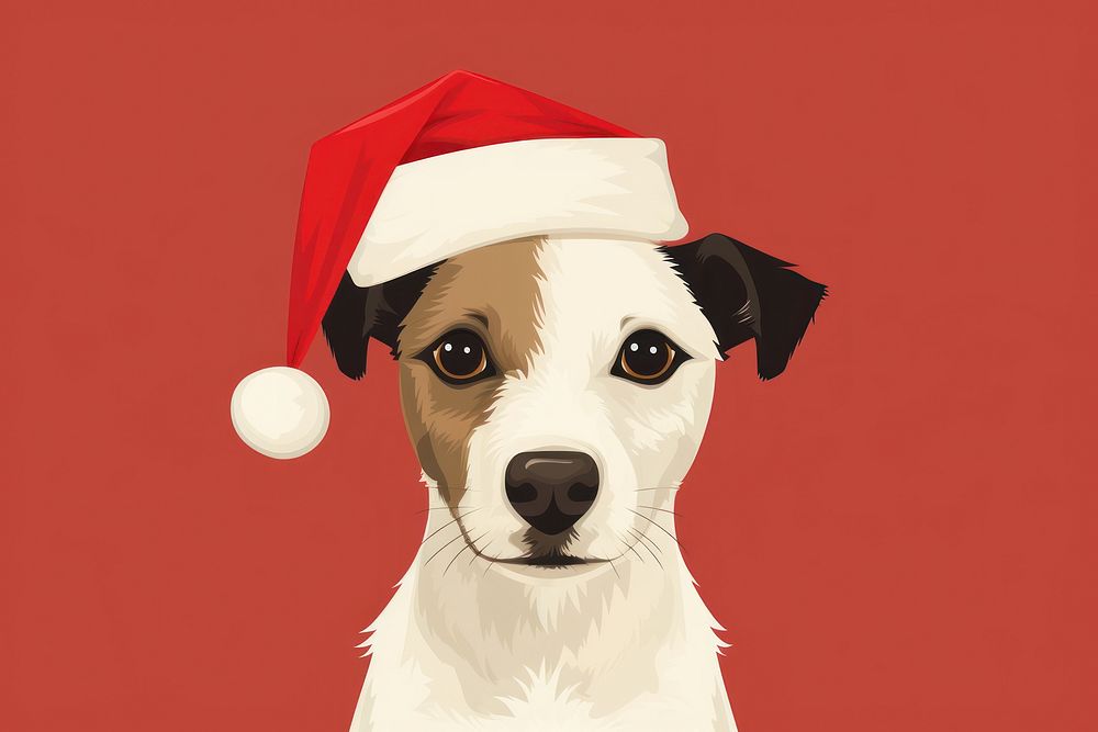 Jack russell dog wearing christmas hat portrait mammal animal. AI generated Image by rawpixel.