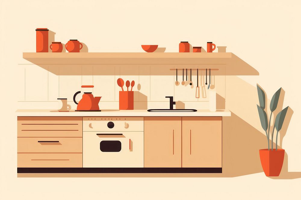 Kitchen furniture cabinet shelf. AI generated Image by rawpixel.