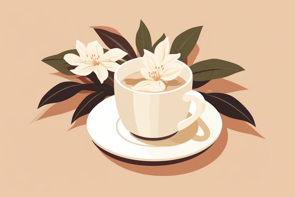 Coffee cup flower saucer drink. AI generated Image by rawpixel.