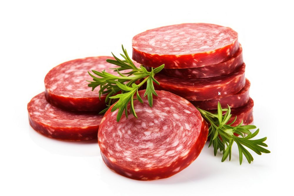 Sausage salami sliced meat. AI generated Image by rawpixel.