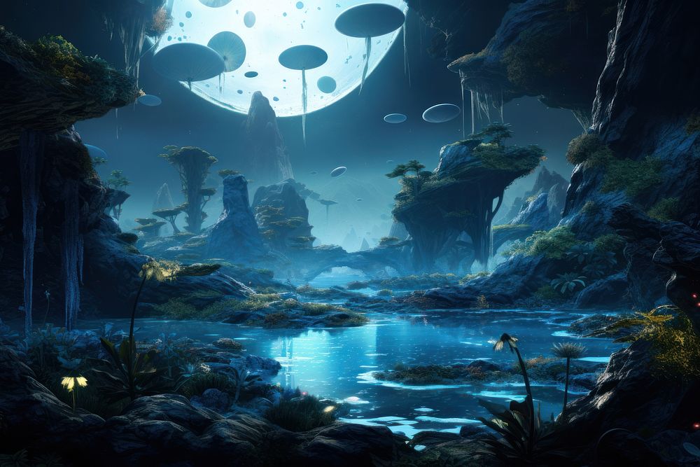Aliens world outdoors nature space. AI generated Image by rawpixel.