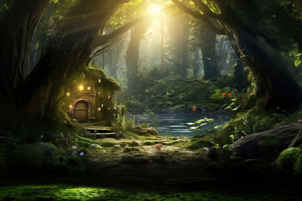 Fantasy world woodland outdoors forest. 