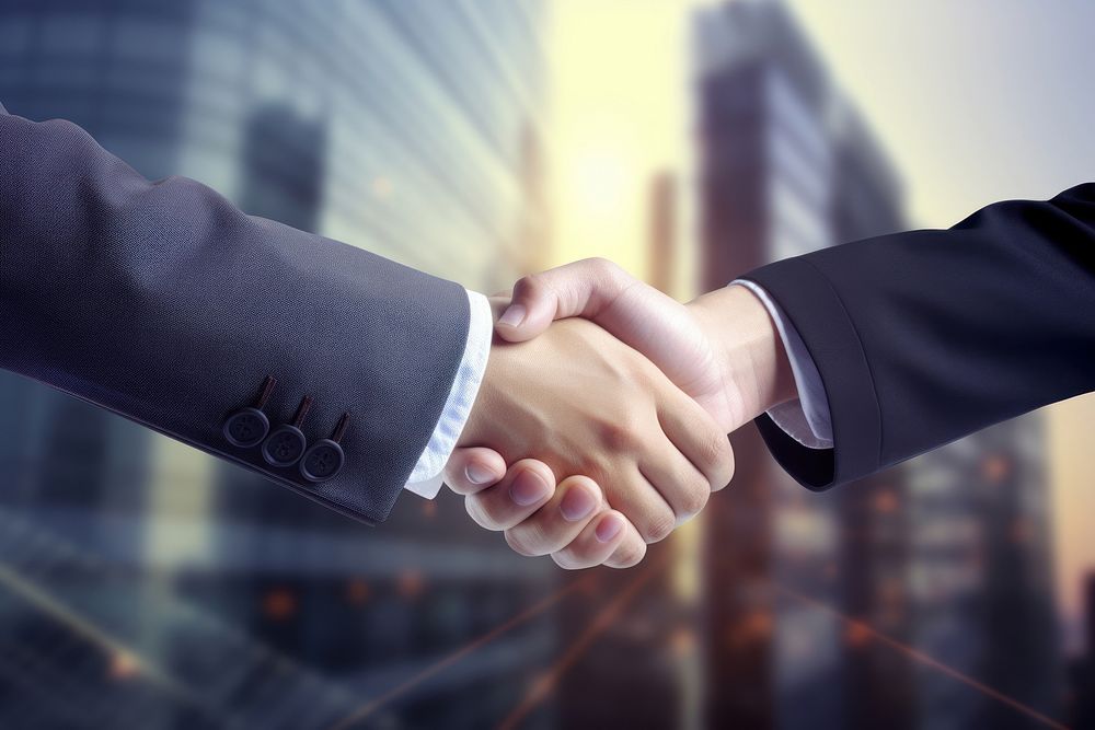 Business shake hand handshake architecture agreement. AI generated Image by rawpixel.