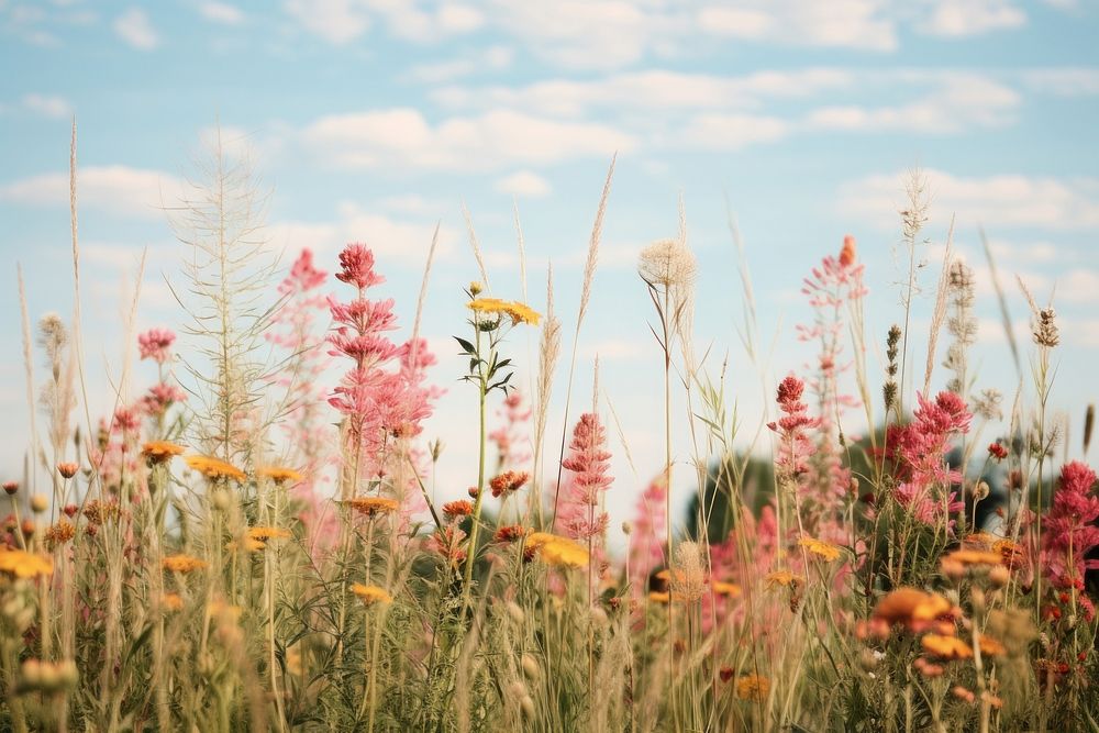 Flower grass field wildflower. AI generated Image by rawpixel.