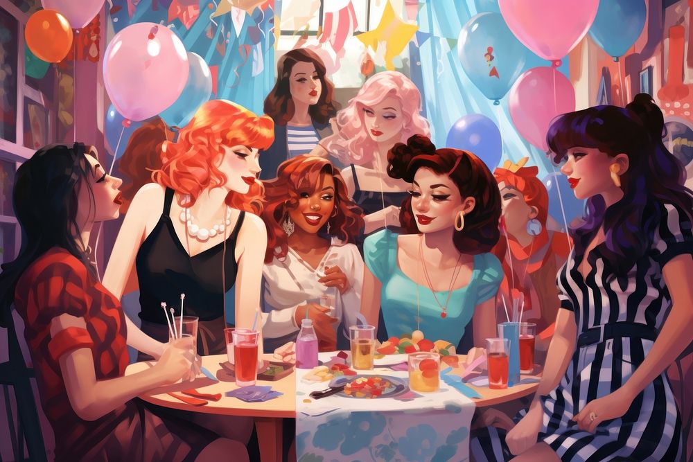 Girl gang party adult fun. AI generated Image by rawpixel.