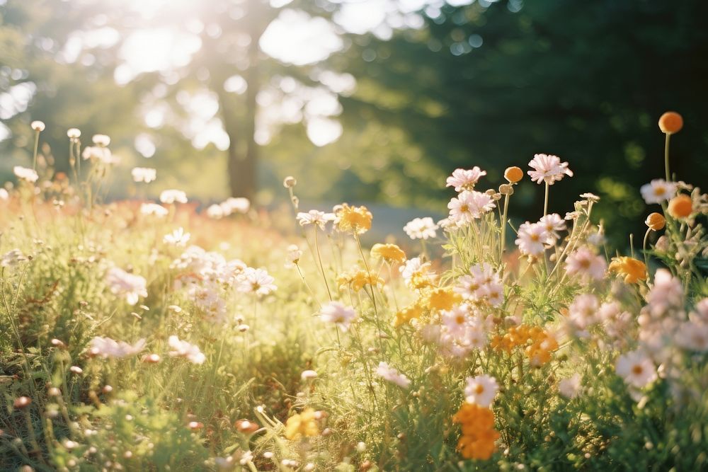 Daytime meadow landscape outdoors woodland. AI generated Image by rawpixel.