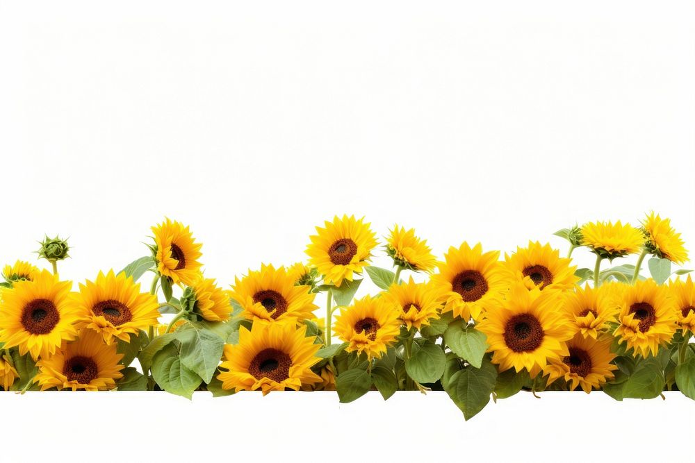 Daytime sunflower hills border plant white background inflorescence. AI generated Image by rawpixel.