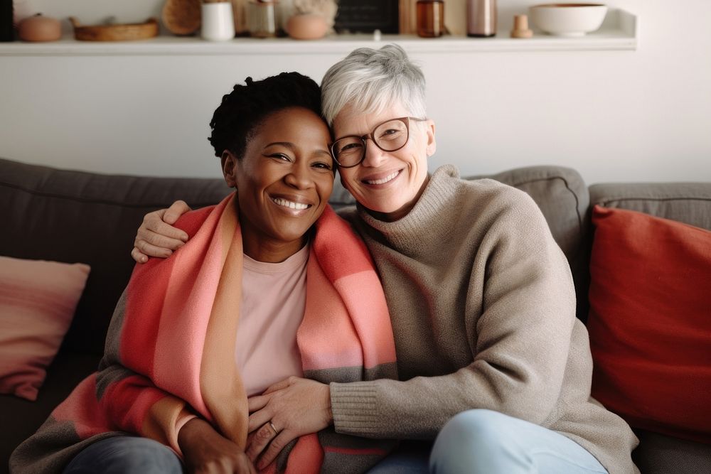 Sweater glasses adult couch. 