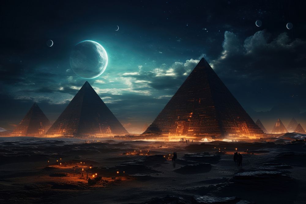 Desert pyramid architecture astronomy. AI generated Image by rawpixel.