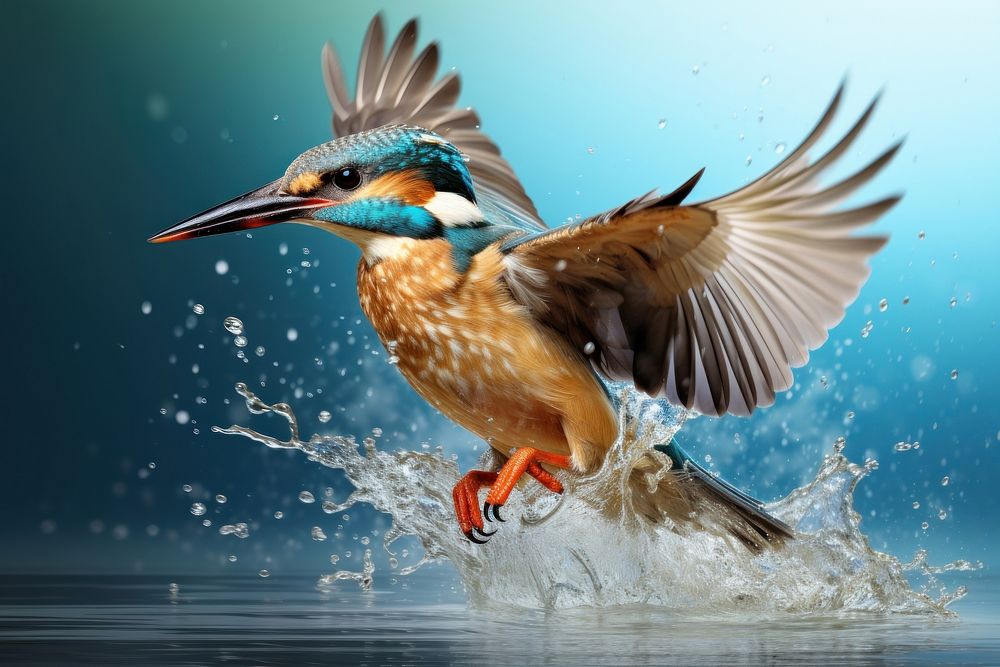 Kingfisher bird kingfisher animal. AI generated Image by rawpixel.