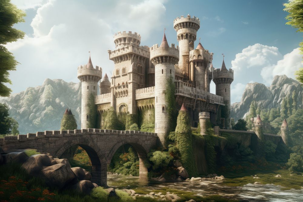Medieval castle backdrop architecture building outdoors. AI generated Image by rawpixel.