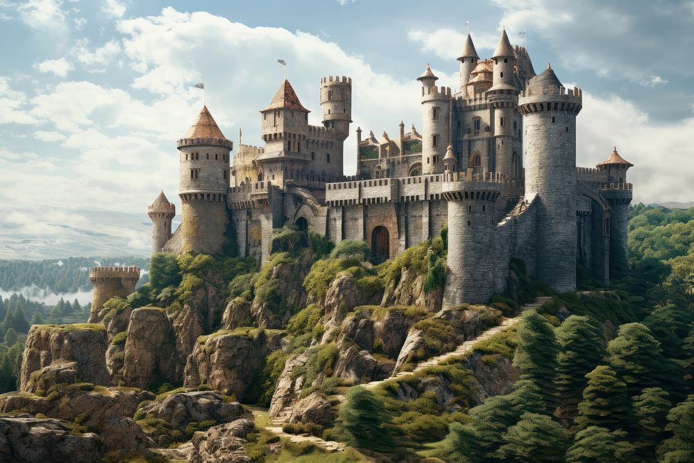 Medieval castle background architecture building day. AI generated Image by rawpixel.