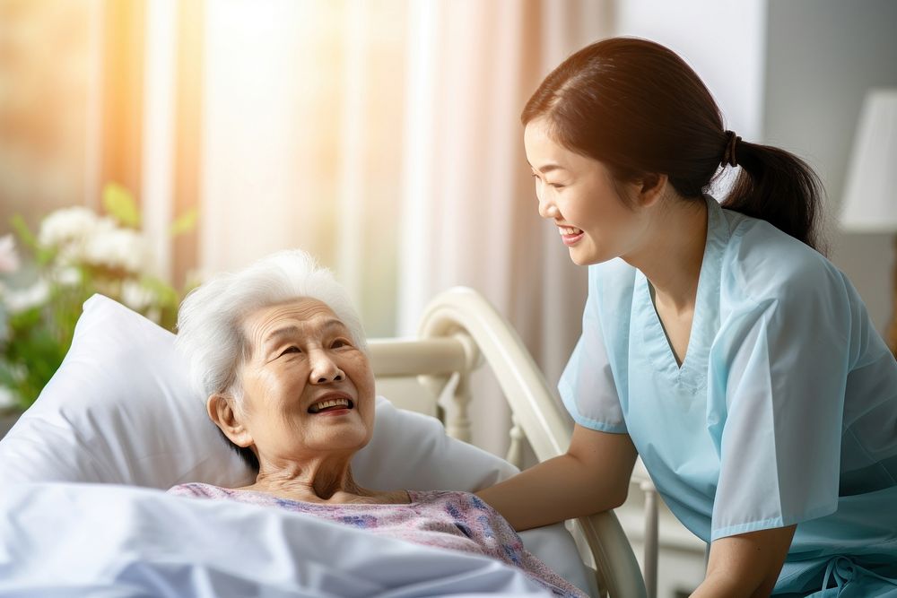 Nurse care bed retirement. AI generated Image by rawpixel.