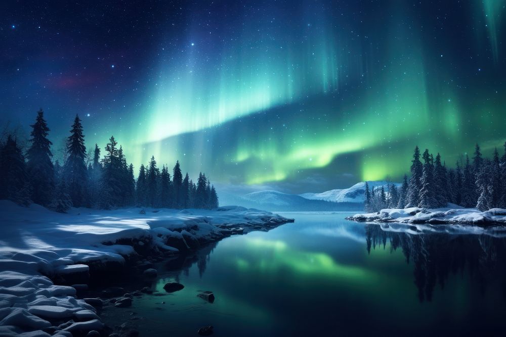 Northern light landscape outdoors nature. AI generated Image by rawpixel.
