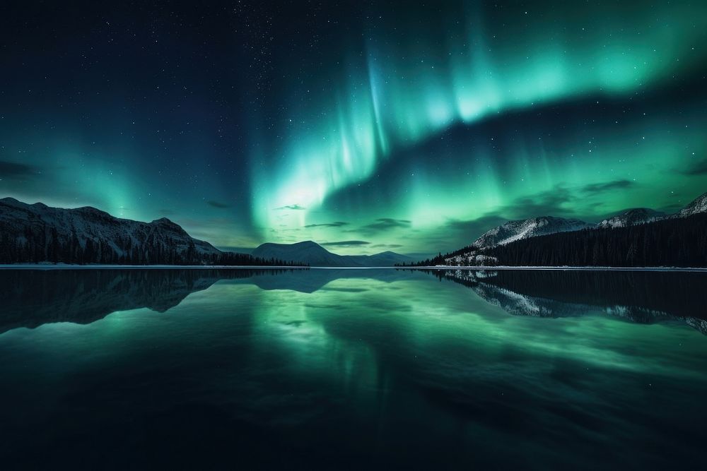 Northern light outdoors nature night. AI generated Image by rawpixel.