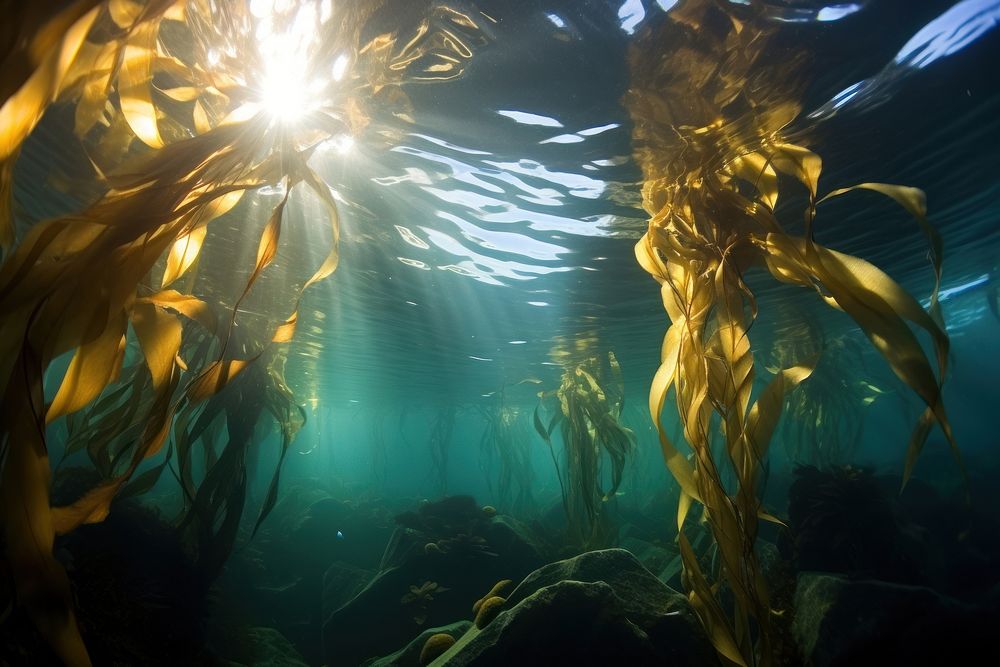 Sea kelp underwater outdoors seaweed nature. AI generated Image by rawpixel.