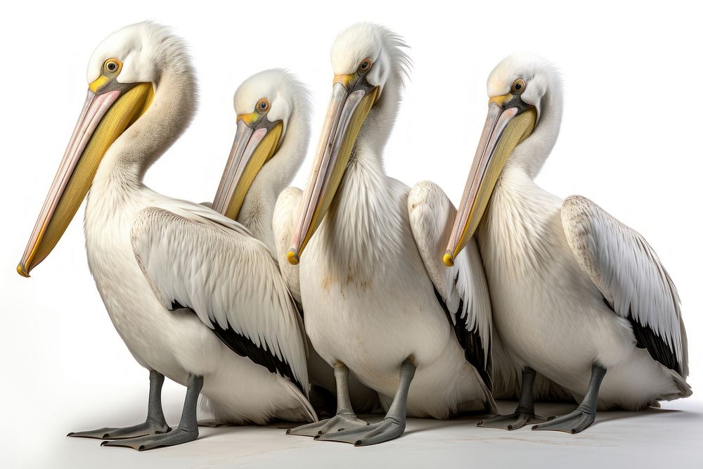 Pelicans animal bird white background. AI generated Image by rawpixel.